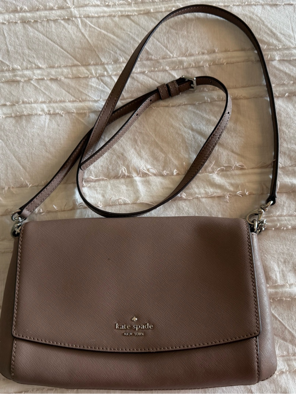 kate spade Taupe Saffiano Flap Crossbody - Picture 2 of 12